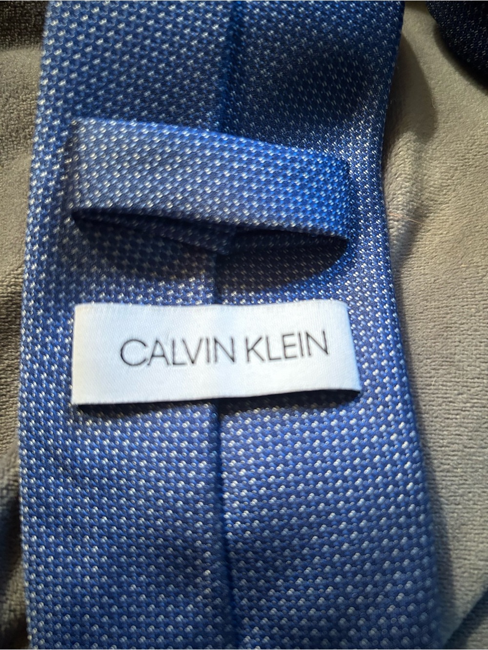 Calvin Klein Mid-Blue Micro-Pattern Tie - Picture 2 of 5